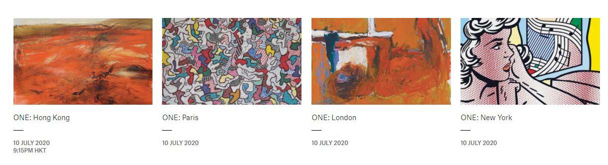 Christie's 'One' live auction held all one day July 10th 2020, it was one very long auction broadcast from four locations starting in Hong Kong,
then switching seamlessly to Paris, London and finally New York