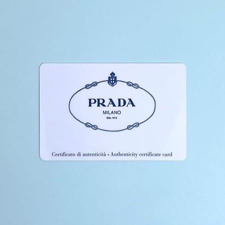 A genuine Prada authenticity card