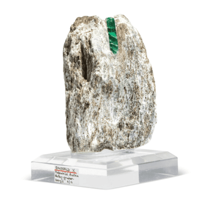 This example of a Habachtal emerald in its original matrix was sold at Christies in May 2023 and achieved a hammer of £2,394 inclusive of fees against a £2,000-3,000 estimate.