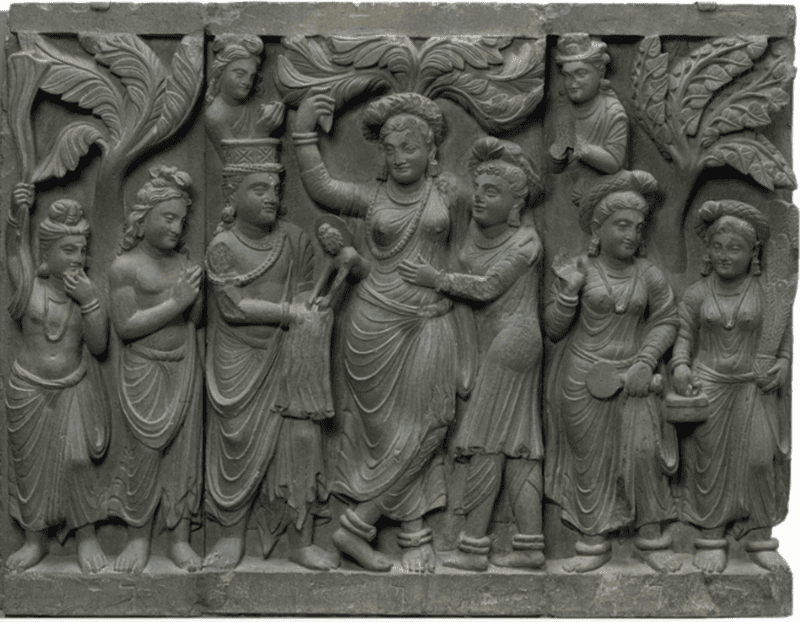 Gandharan frieze depicting the Buddha’s birth. Source: Smithsonian National Museum of Asian Art