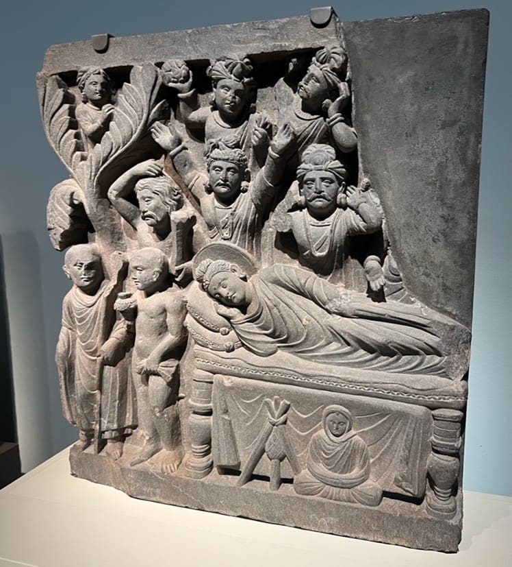 Gandharan frieze of the reclining Buddha. Photograph by Ashley Crawford