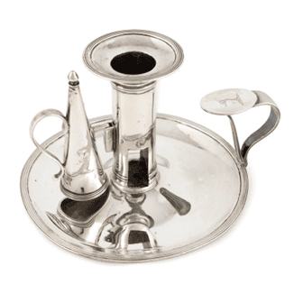 A rare George III provincial silver tontine chamberstick and snuffer