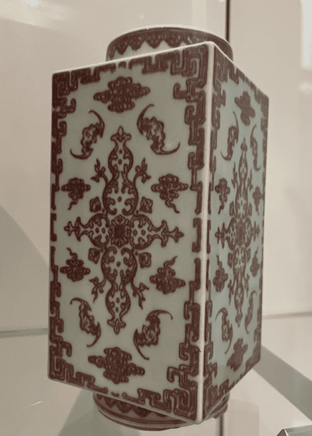 A Qianlong red-and-white cong vase at the ROM, dimensions unknown. Photograph by Ashley Innes.