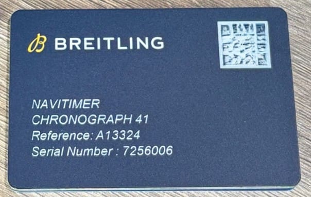 Brietling Electronic Warranty Card from 2020 onwards