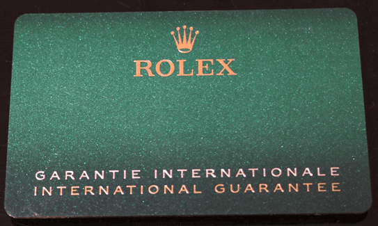 Rolex warranty card 2020 to present