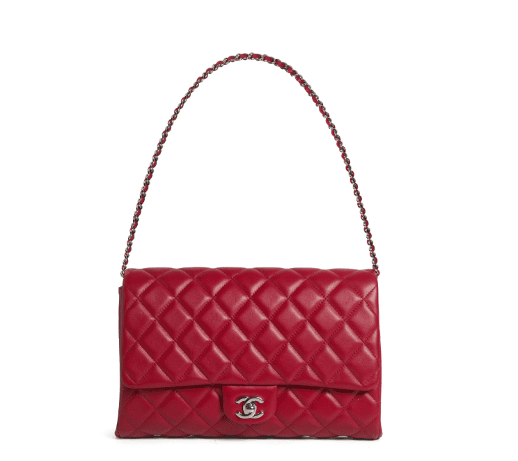 Chanel Timeless Clutch with Chain in red quilted leather