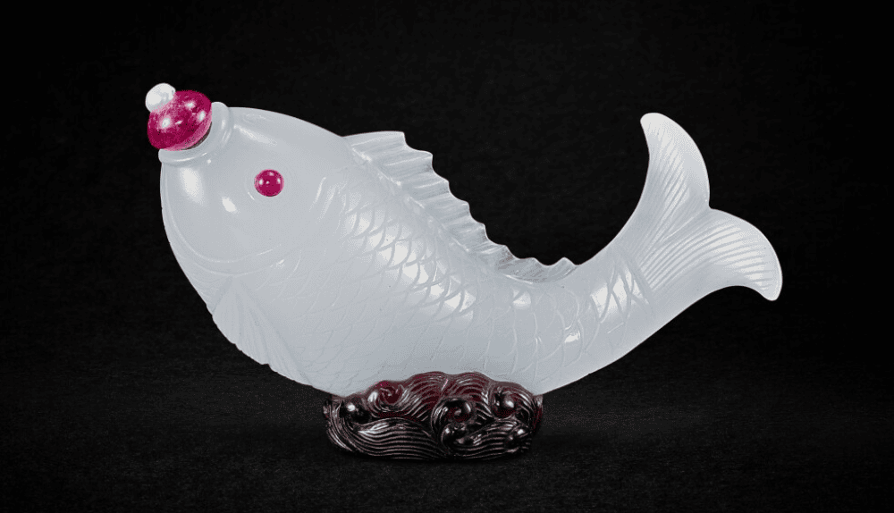 An Imperial glass bottle in the shape of a fish sold at Sotheby’s Hong Kong in 2023. Photograph by Sotheby’s.