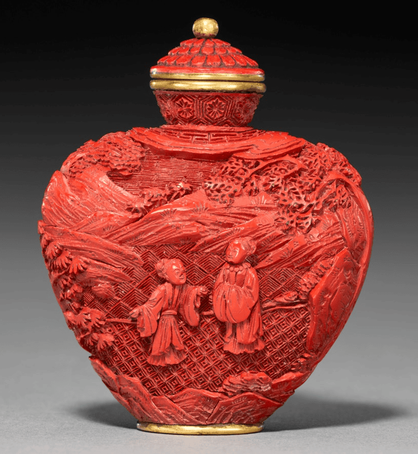A lacquer snuff bottle sold at Christie’s New York in 2026. Photograph by Christie’s.